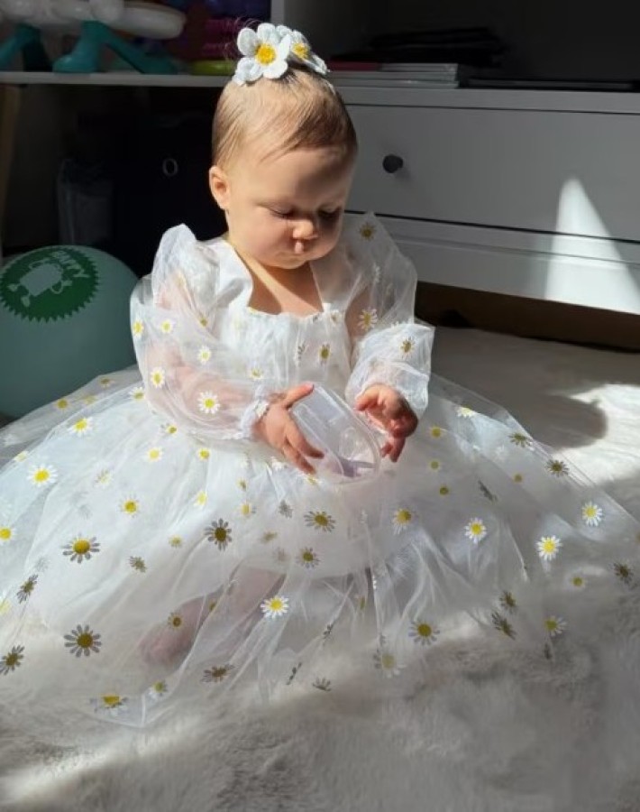 Pūsta tiulio suknelė RAMUNĖLĖ, 9 mėn - 3 metai