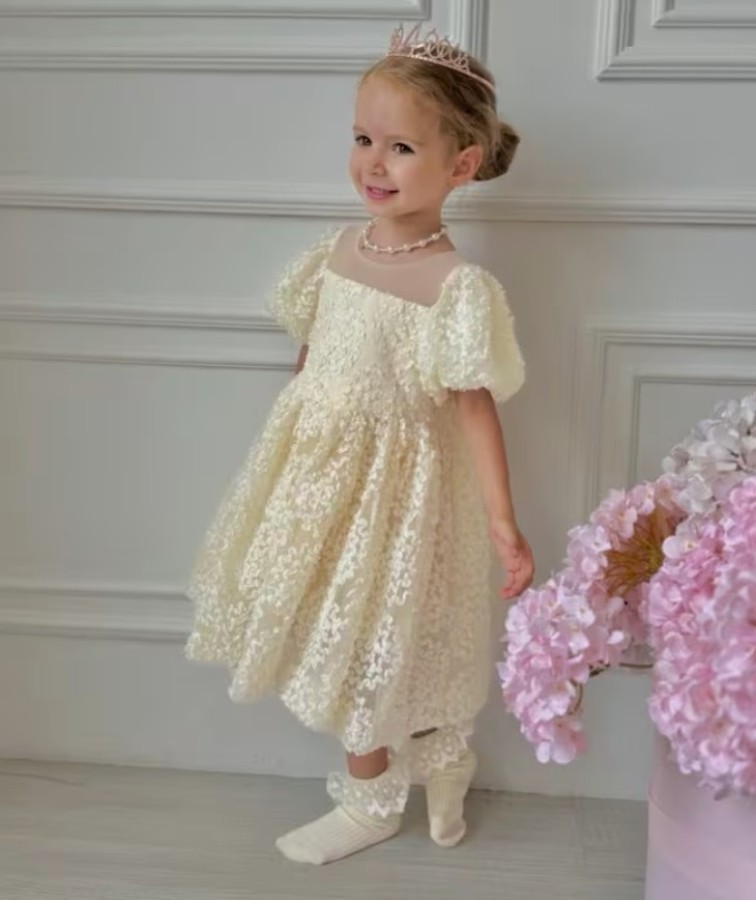 Princesės suknelė, Kreminė, Dydžiai 2-6 metai