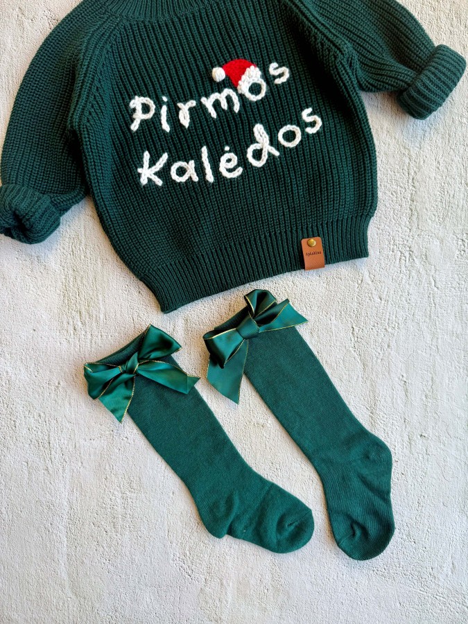 Žalias kalėdinis megztukas PIRMOS KALĖDOS, 3-12 mėn