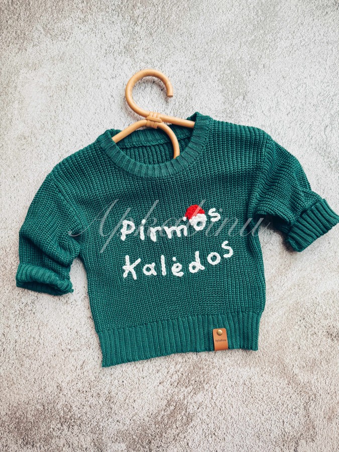 Žalias kalėdinis megztukas PIRMOS KALĖDOS, 3-12 mėn
